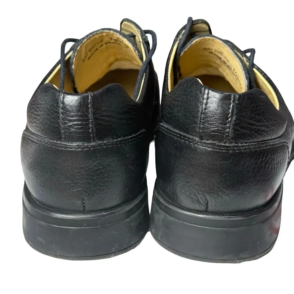 STUDIO BELVEDERE Black Leather Dress Shoes Oxfords Bay Bridge Pebble Lace 10.5 D